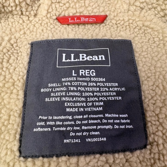 LL Bean Womens Parka Jacket Sherpa Lined Hooded Gray Size L REG - Picture 2 of 10